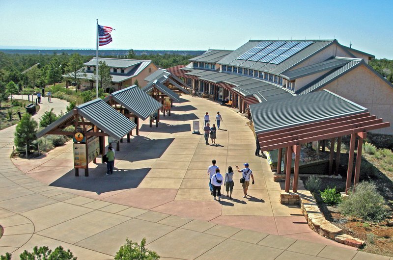 Start your trip at the Mather Point Vistor Center inside the park