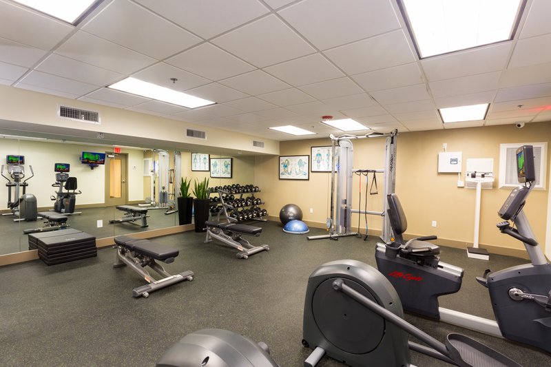 Stay fit at our on-site fitness room.