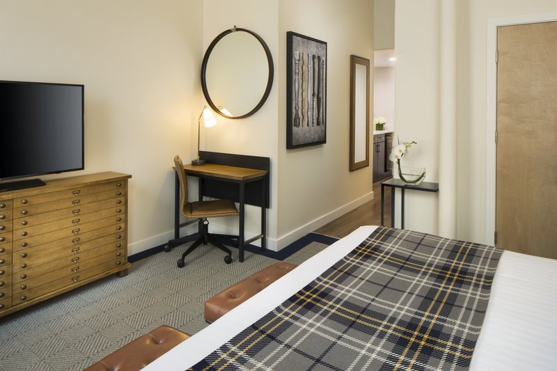 Unwind in our rooms with our HD TV's, work desk, and more.