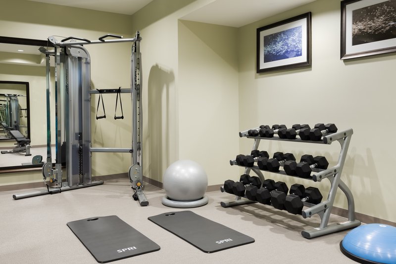 Our fitness center features cardio machines, free weights & more.