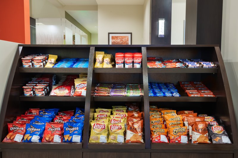 The Snack Pantry is conveniently located next to the front desk.